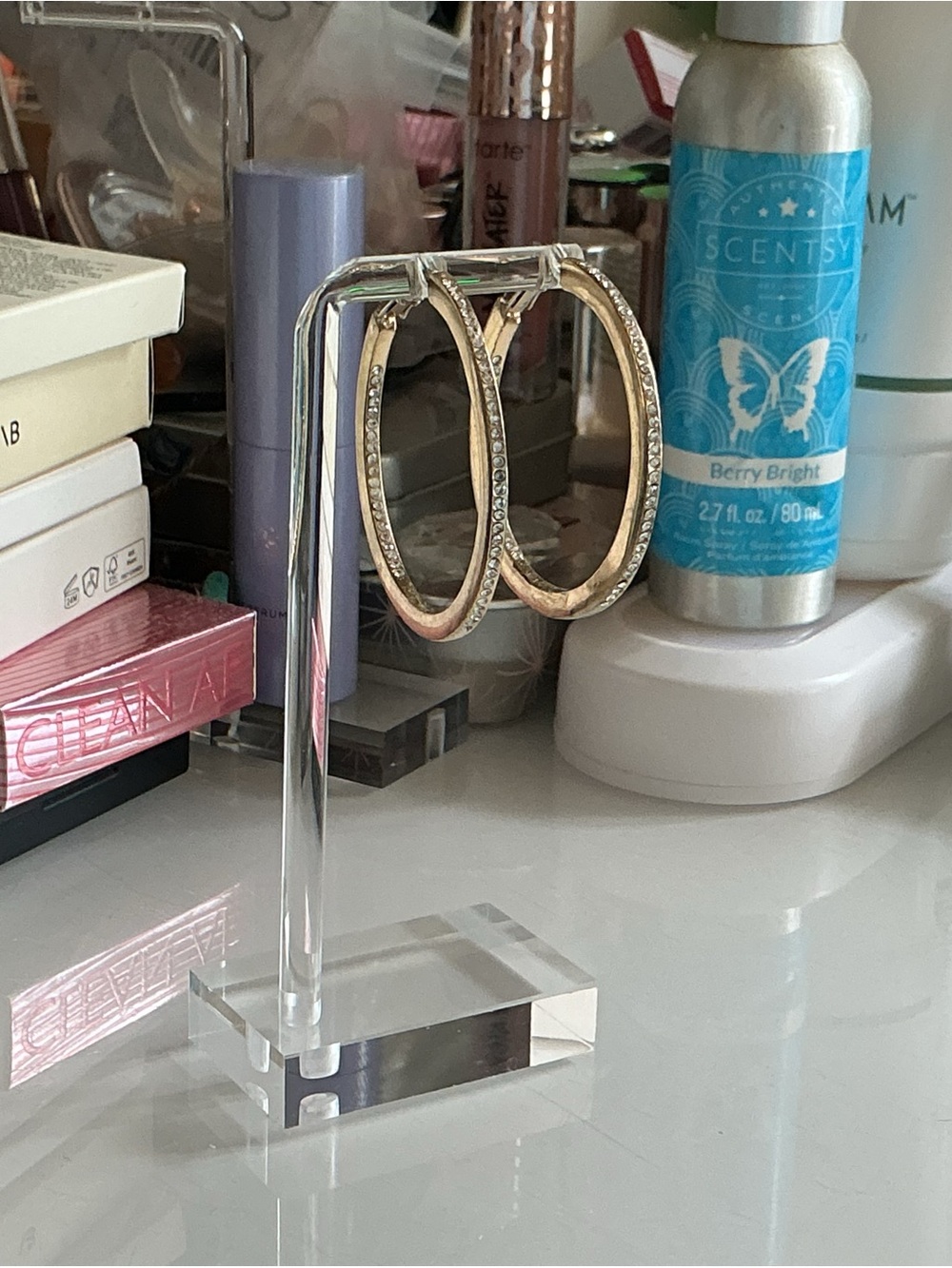 Goldtone Hoops with Crystals